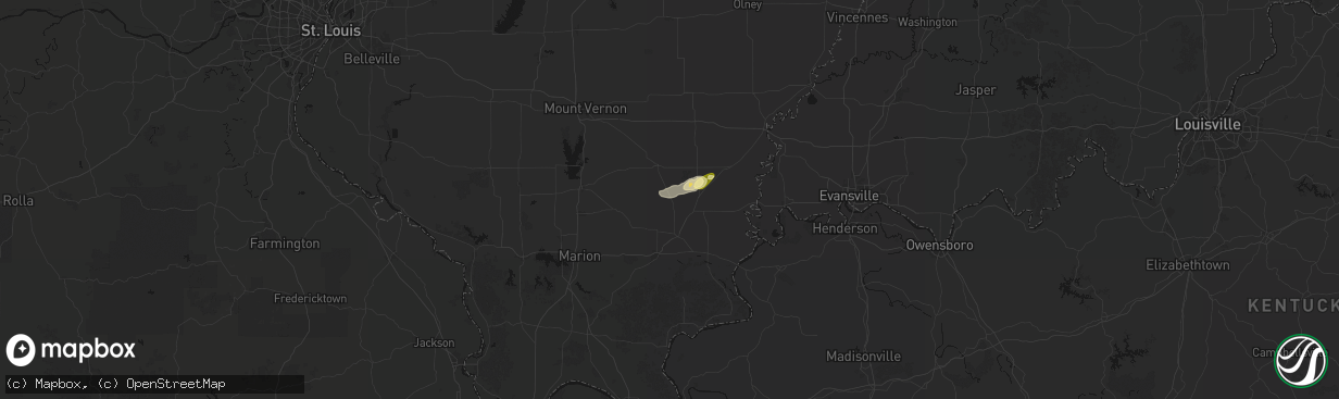 Hail map in Broughton, IL on April 1, 2026
