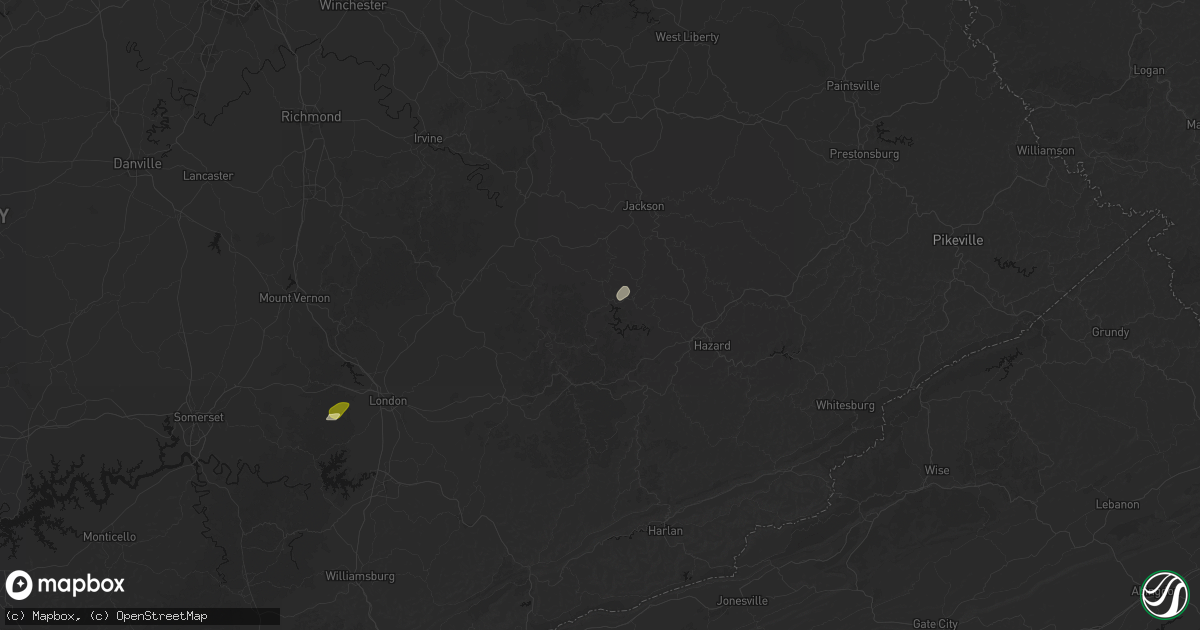 Hail map in Buckhorn, KY on April 1, 2026