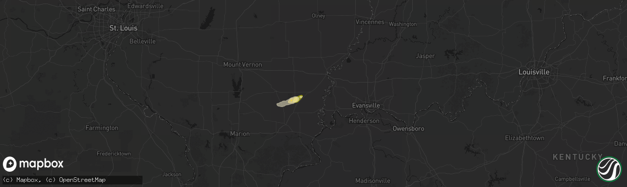 Hail map in Carmi, IL on April 1, 2026
