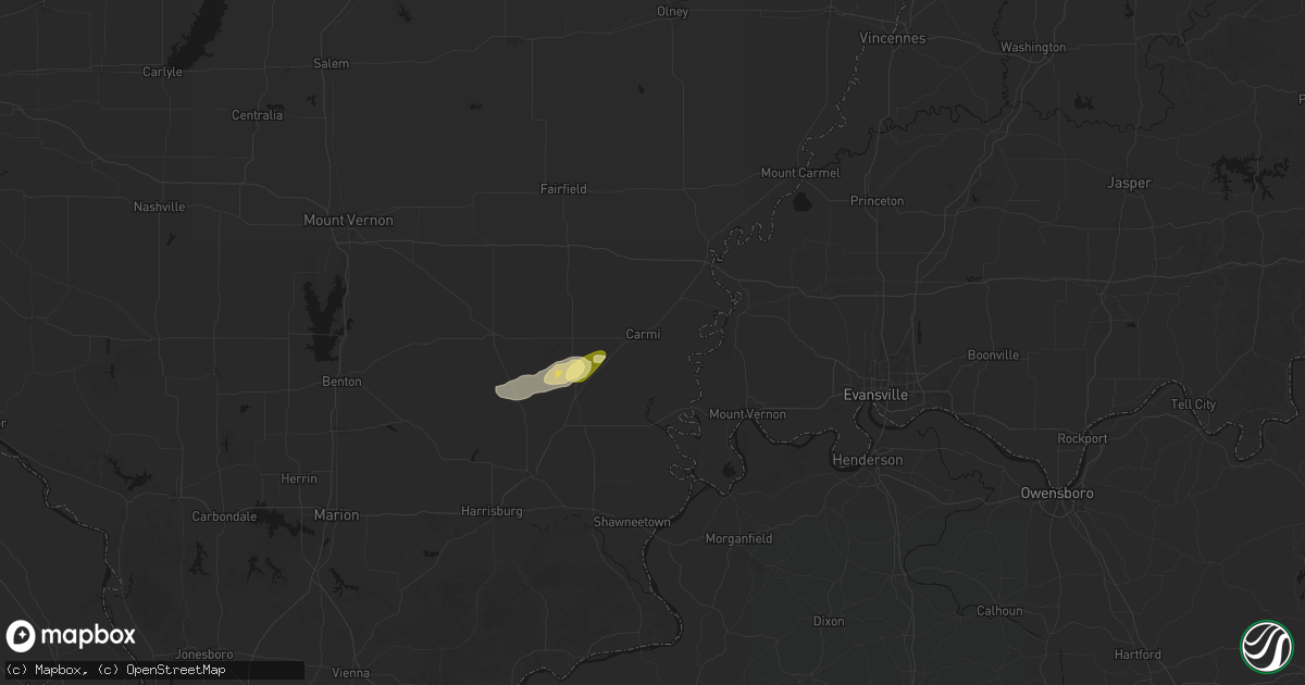 Hail map in Carmi, IL on April 1, 2026