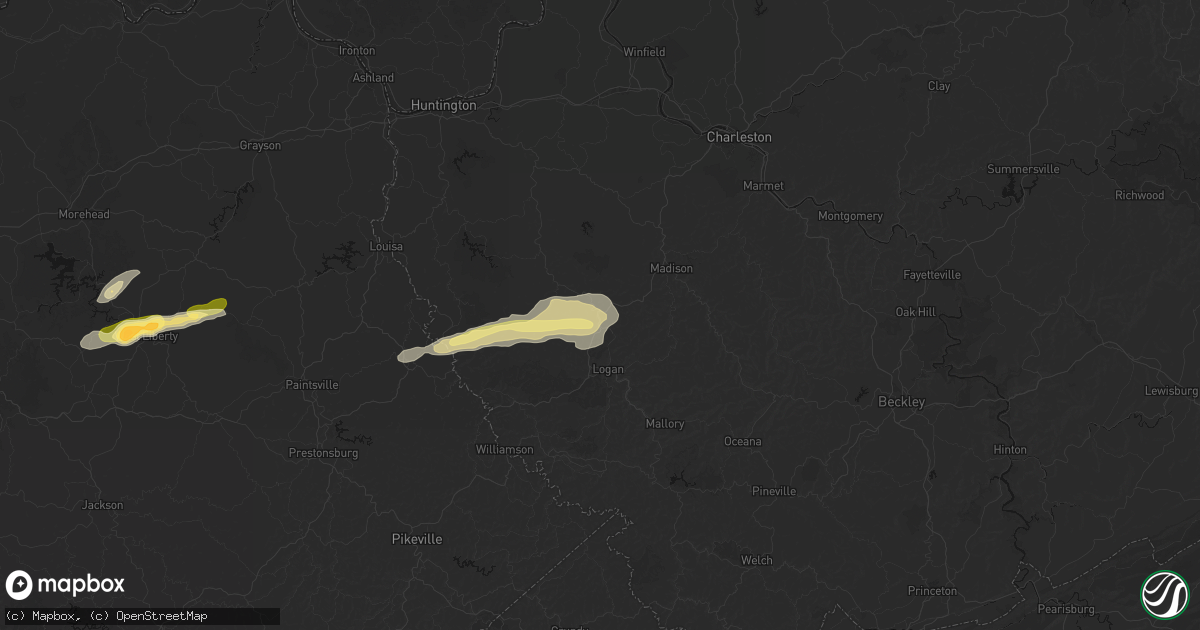 Hail map in Chapmanville, WV on April 1, 2026