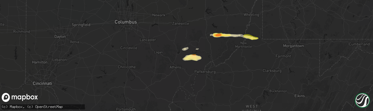 Hail map in Chesterhill, OH on April 1, 2026