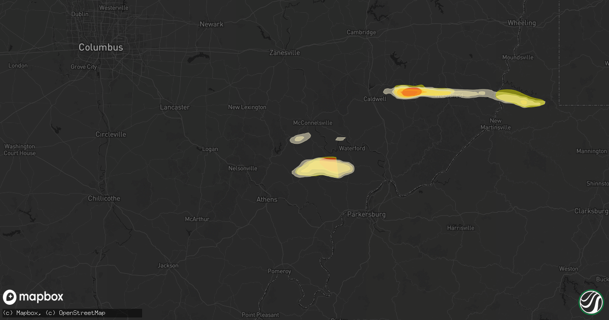 Hail map in Chesterhill, OH on April 1, 2026