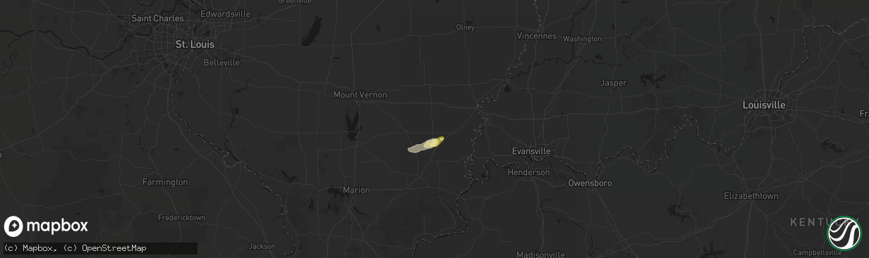 Hail map in Enfield, IL on April 1, 2026