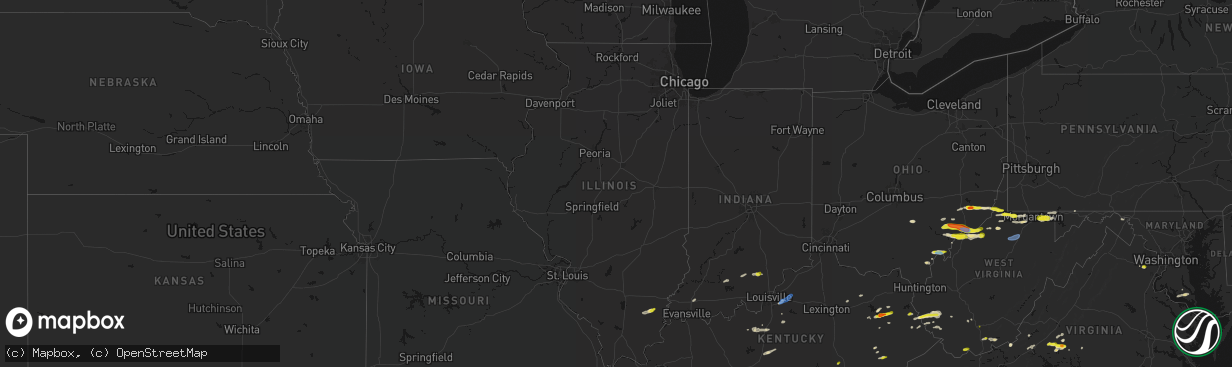 Hail map in Illinois on April 1, 2026