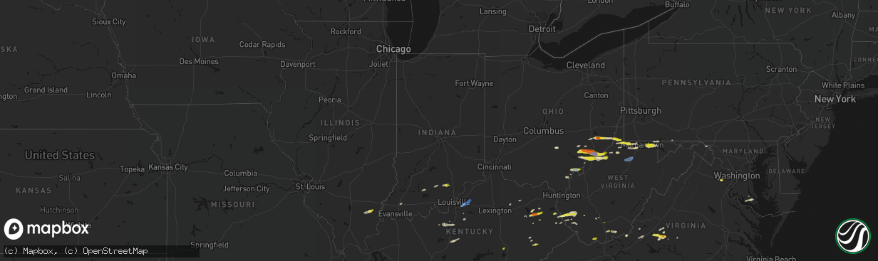 Hail map in Indiana on April 1, 2026