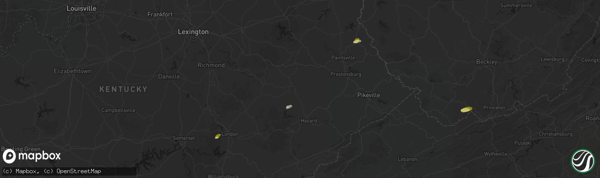 Hail map in Jackson, KY on April 1, 2026