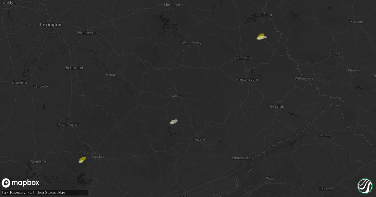 Hail map in Jackson, KY on April 1, 2026