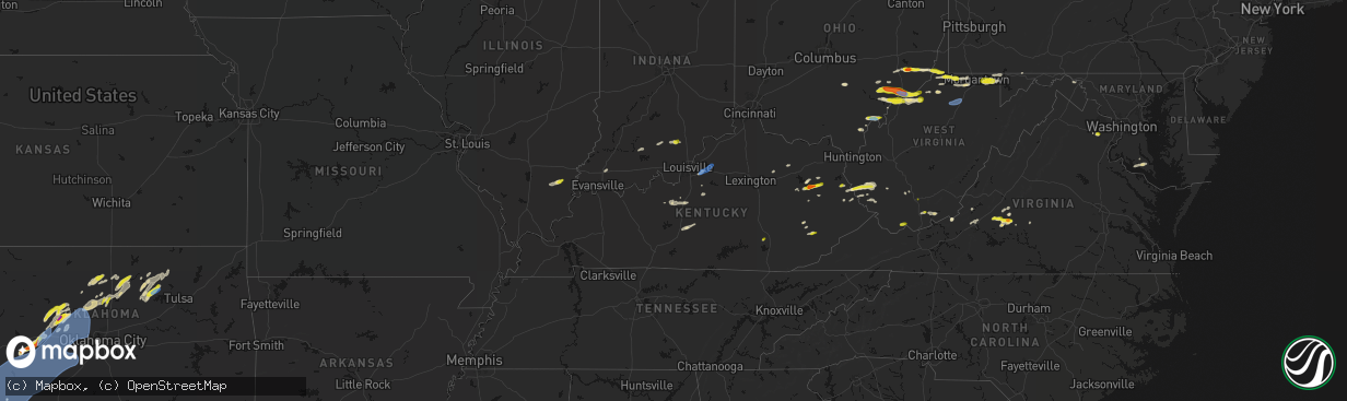 Hail map in Kentucky on April 1, 2026