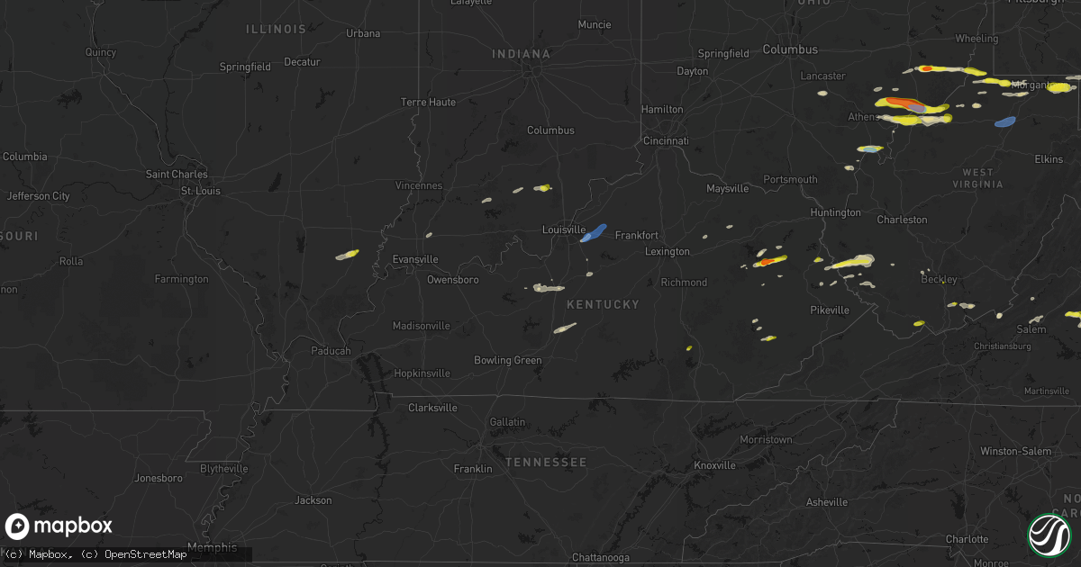 Hail map in Kentucky on April 1, 2026