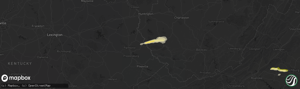 Hail map in Kermit, WV on April 1, 2026