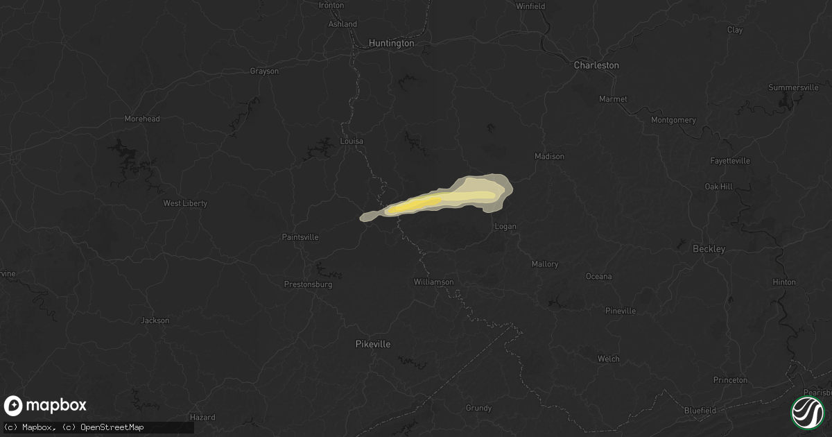 Hail map in Kermit, WV on April 1, 2026