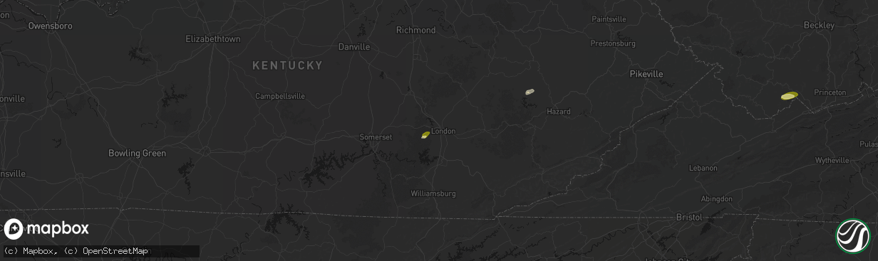 Hail map in London, KY on April 1, 2026