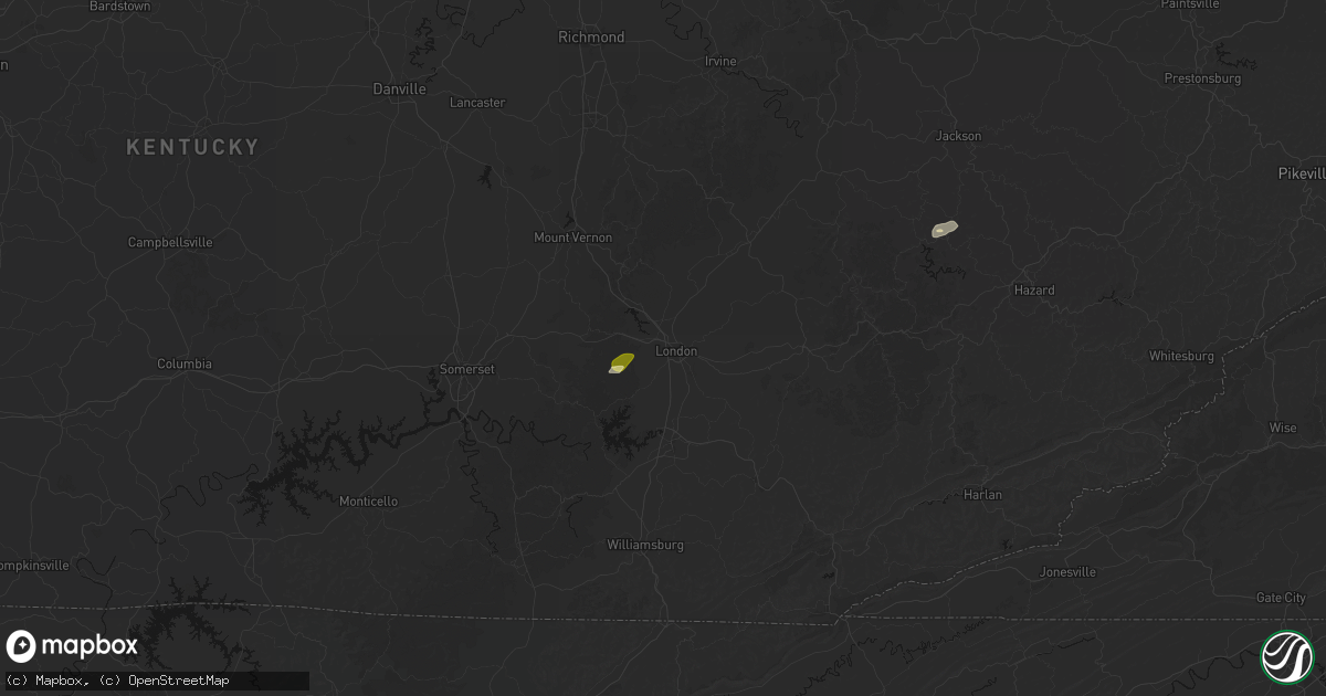 Hail map in London, KY on April 1, 2026