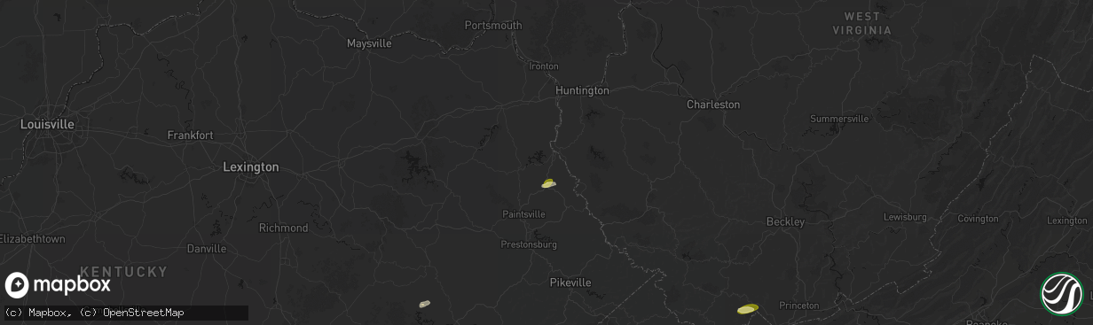 Hail map in Louisa, KY on April 1, 2026