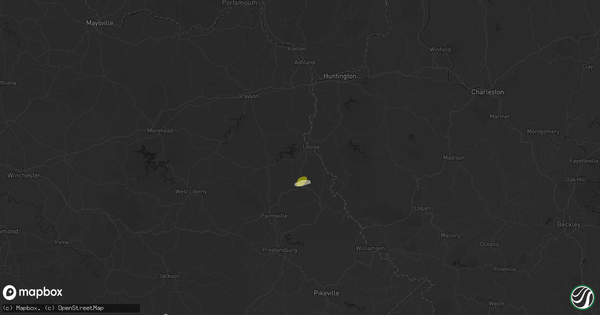Hail map in Louisa, KY on April 1, 2026