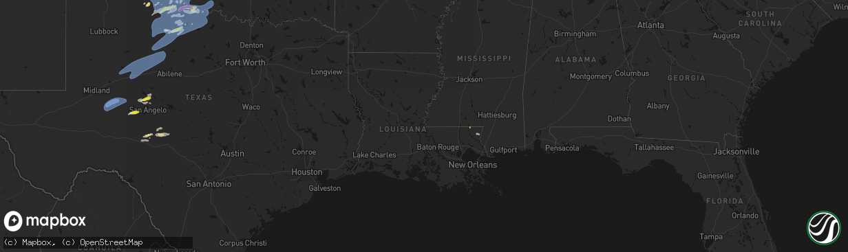 Hail map in Louisiana on April 1, 2026