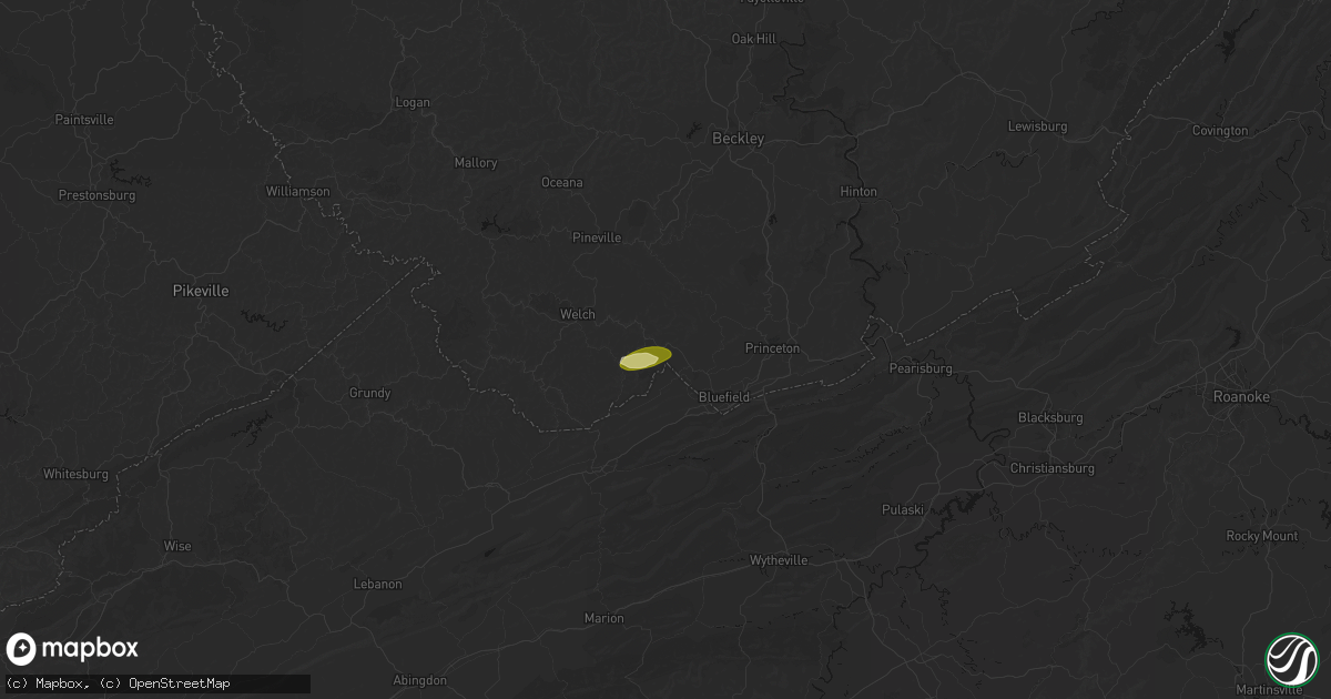 Hail map in Maybeury, WV on April 1, 2026