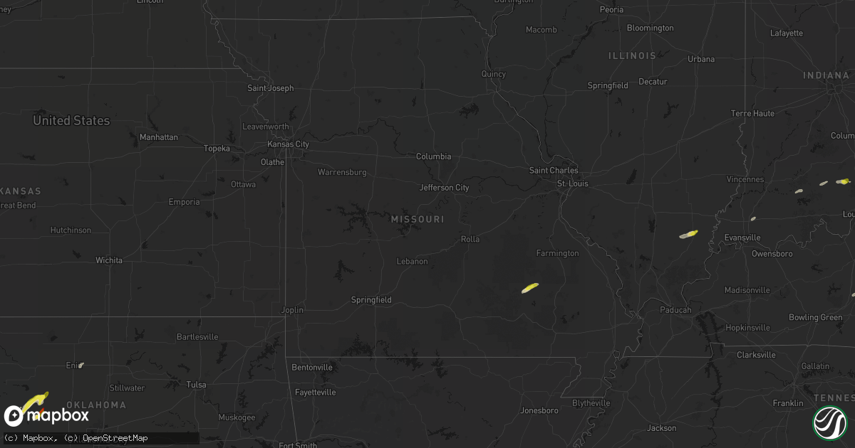 Hail map in Missouri on April 1, 2026