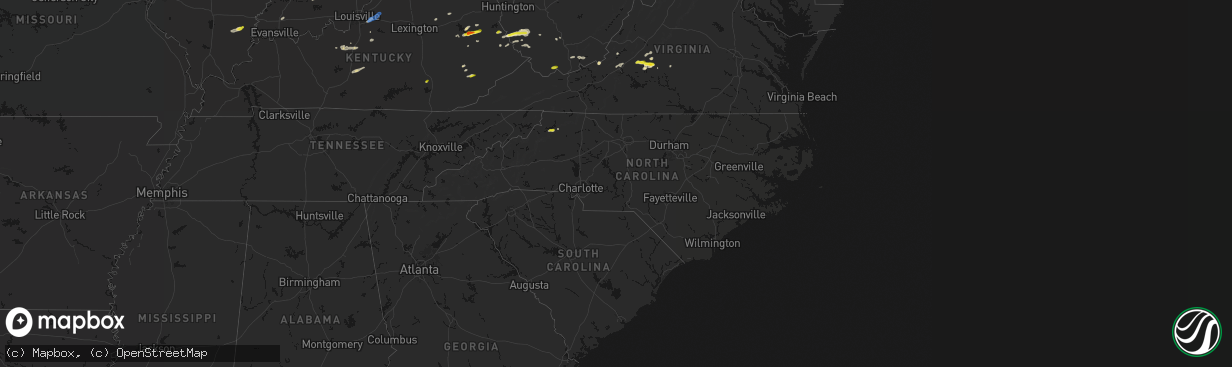 Hail map in North Carolina on April 1, 2026