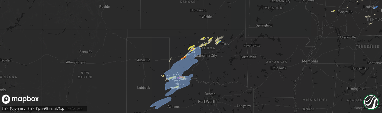 Hail map in Oklahoma on April 1, 2026