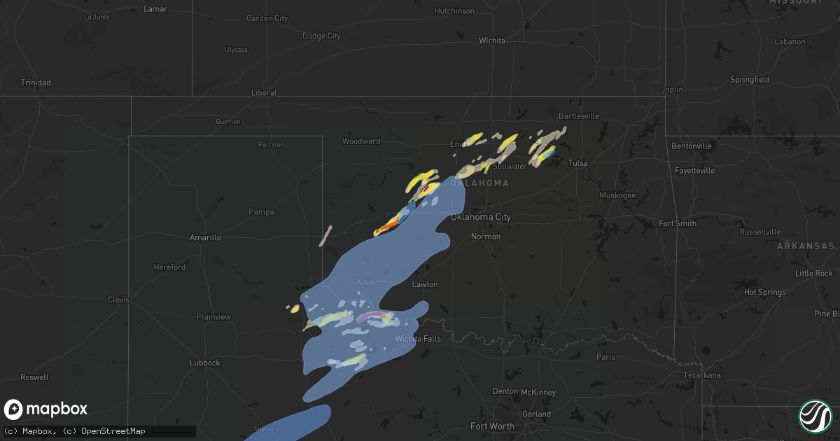 Hail map in Oklahoma on April 1, 2026