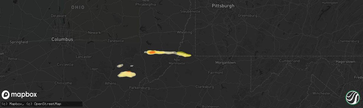 Hail map in Proctor, WV on April 1, 2026