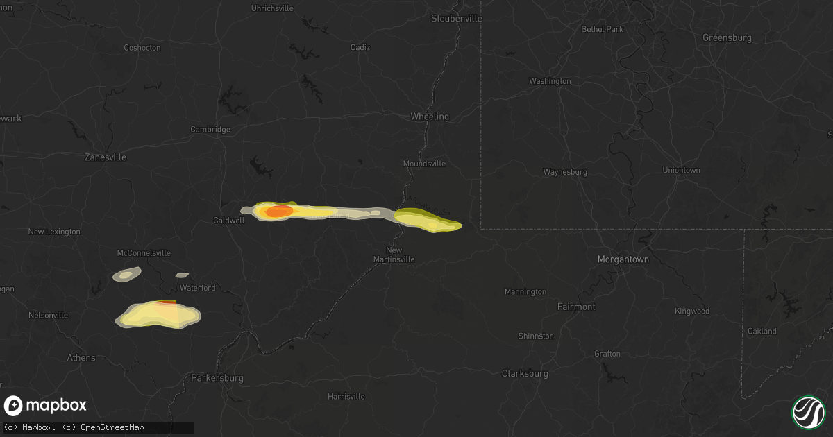 Hail map in Proctor, WV on April 1, 2026