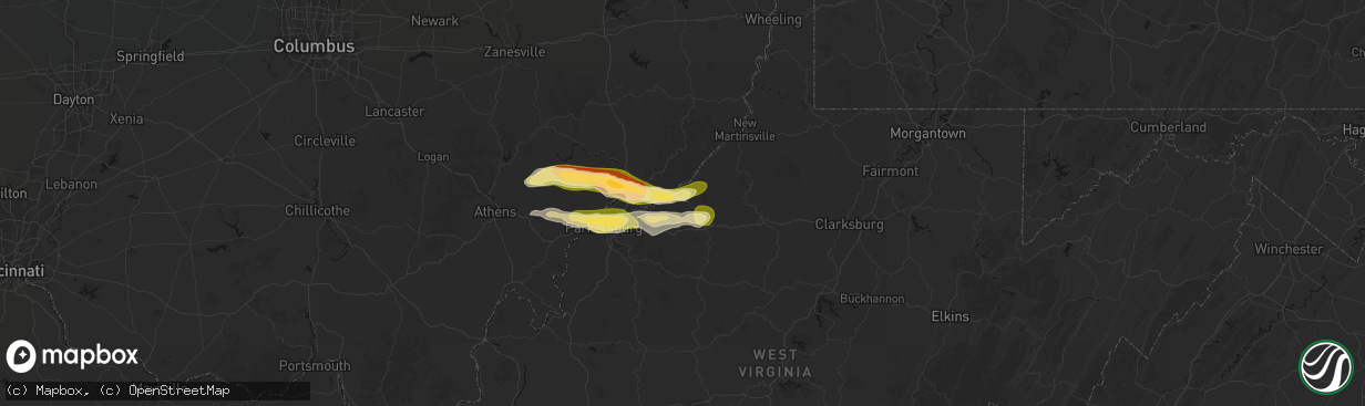 Hail map in Saint Marys, WV on April 1, 2026