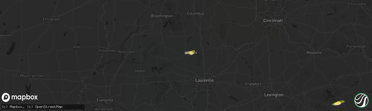 Hail map in Salem, IN on April 1, 2026