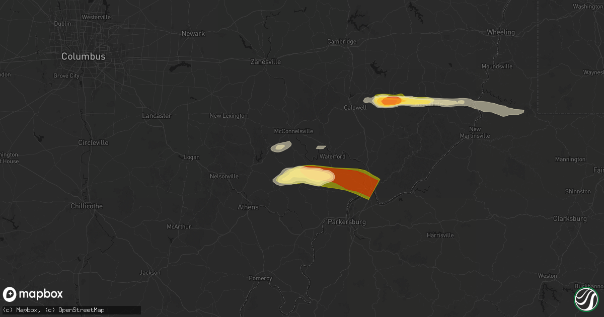 Hail map in Stockport, OH on April 1, 2026