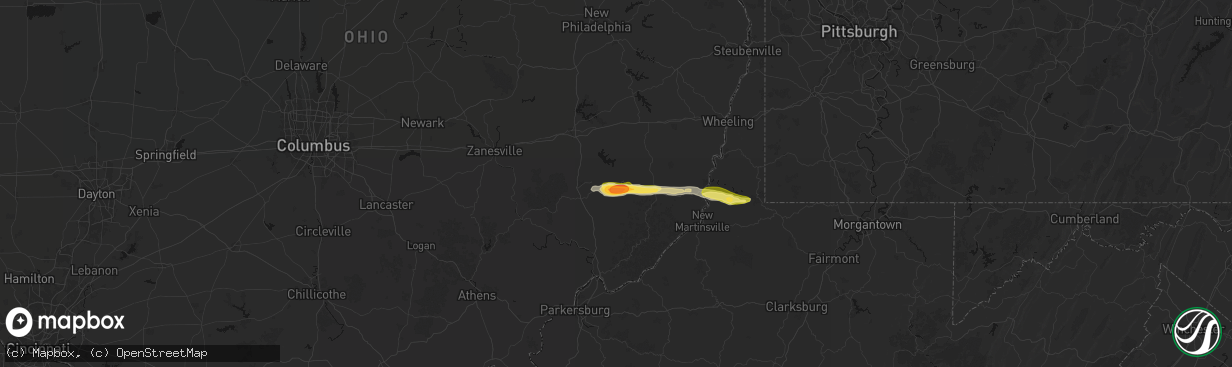 Hail map in Summerfield, OH on April 1, 2026