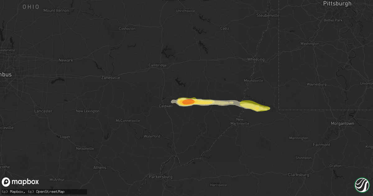 Hail map in Summerfield, OH on April 1, 2026