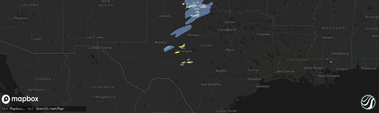 Hail map in Texas on April 1, 2026