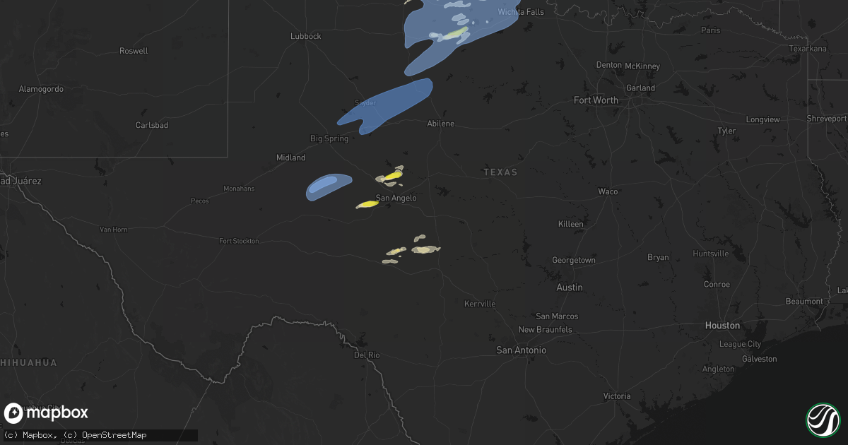 Hail map in Texas on April 1, 2026