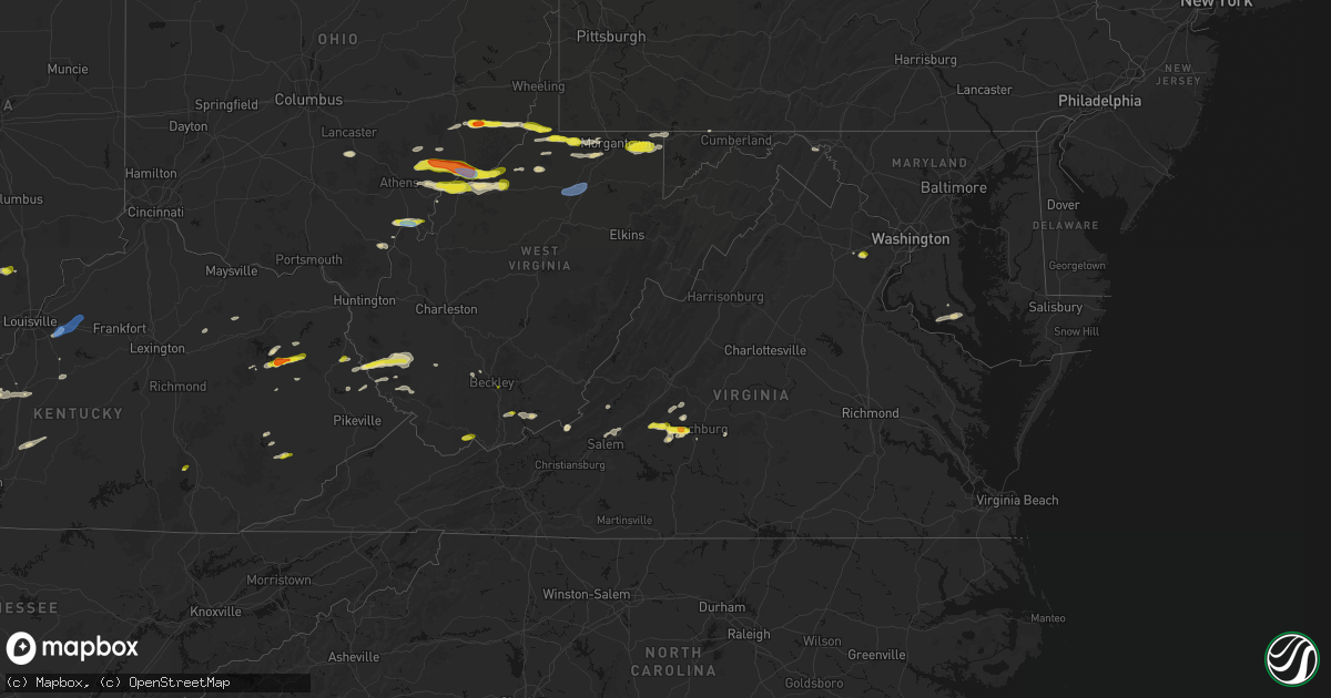 Hail map in Virginia on April 1, 2026