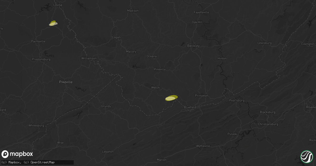 Hail map in Welch, WV on April 1, 2026
