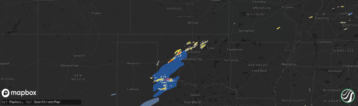 Hail map on April 1, 2026