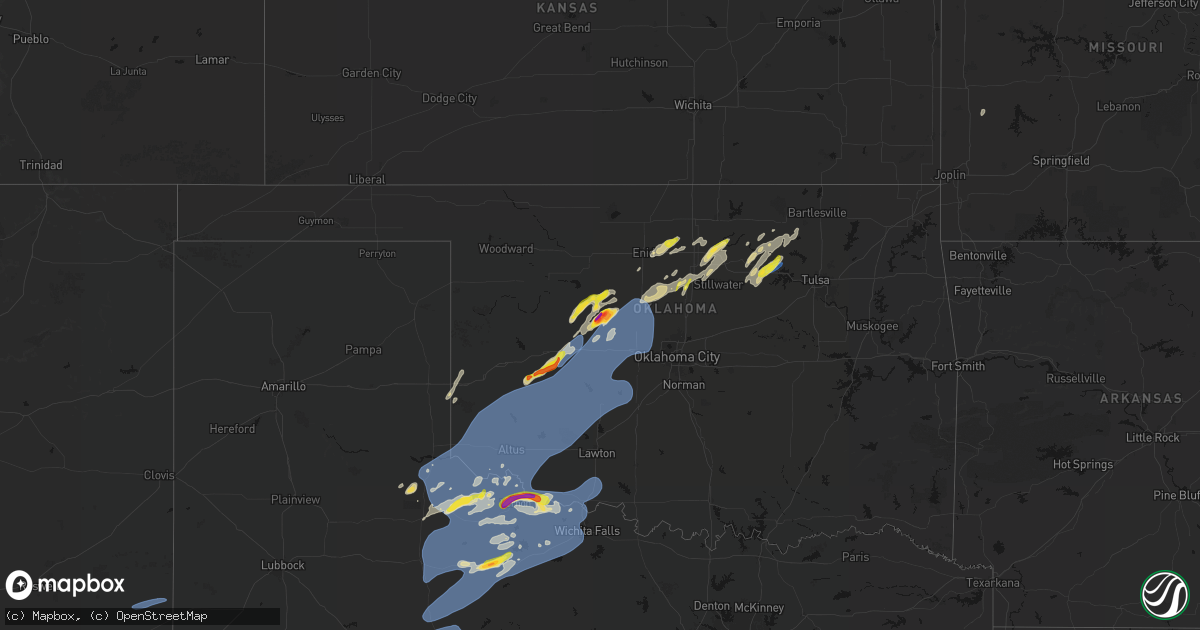 Hail map on April 1, 2026