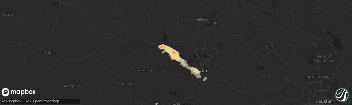 Hail map in Marble Falls, TX on April 2, 2013