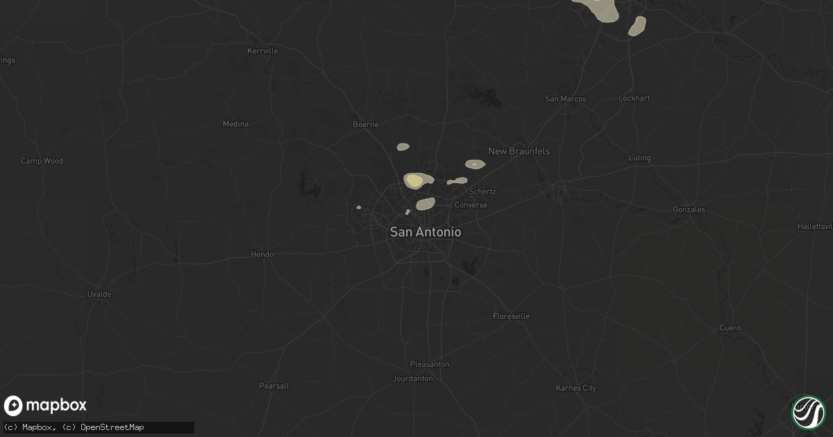 Hail map in San Antonio, TX on April 2, 2013