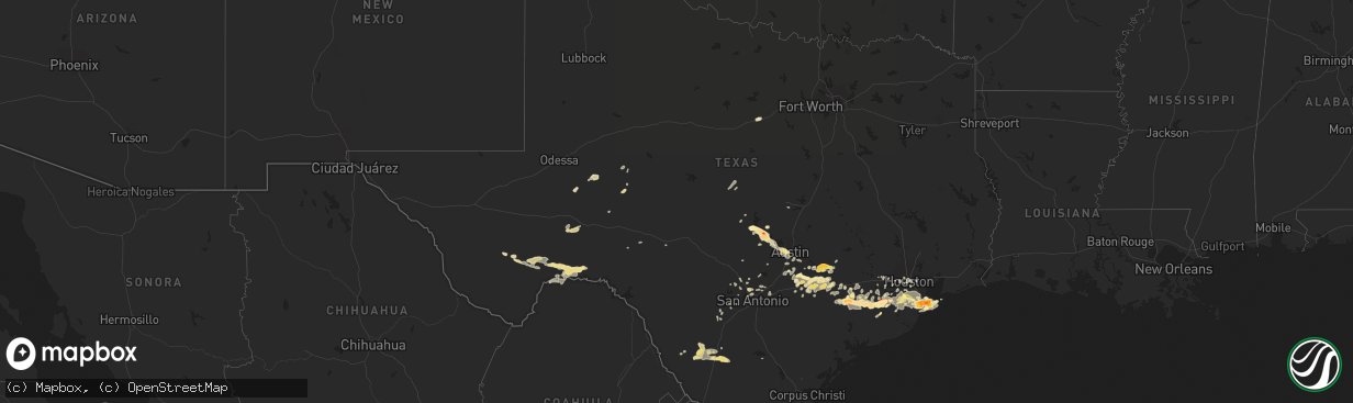 Hail map in Texas on April 2, 2013