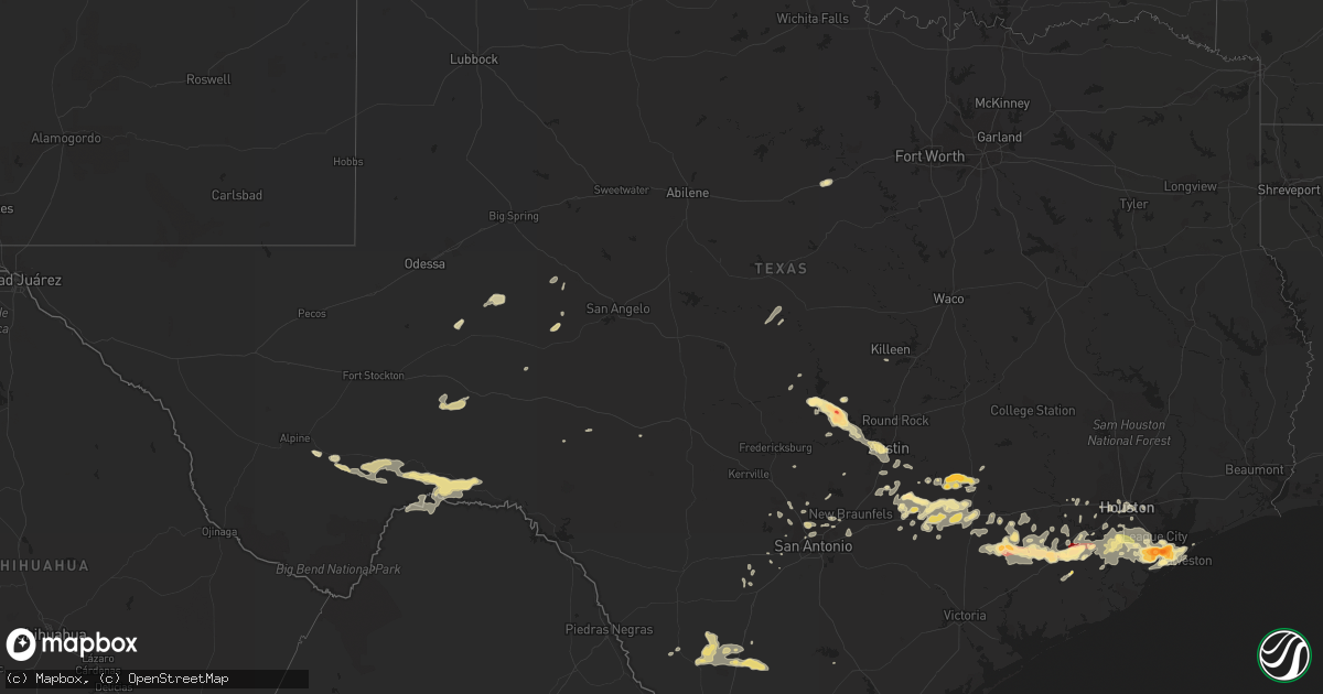 Hail map in Texas on April 2, 2013