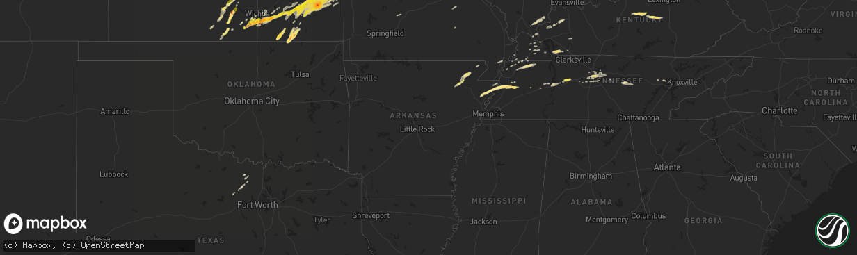 Hail map in Arkansas on April 2, 2014