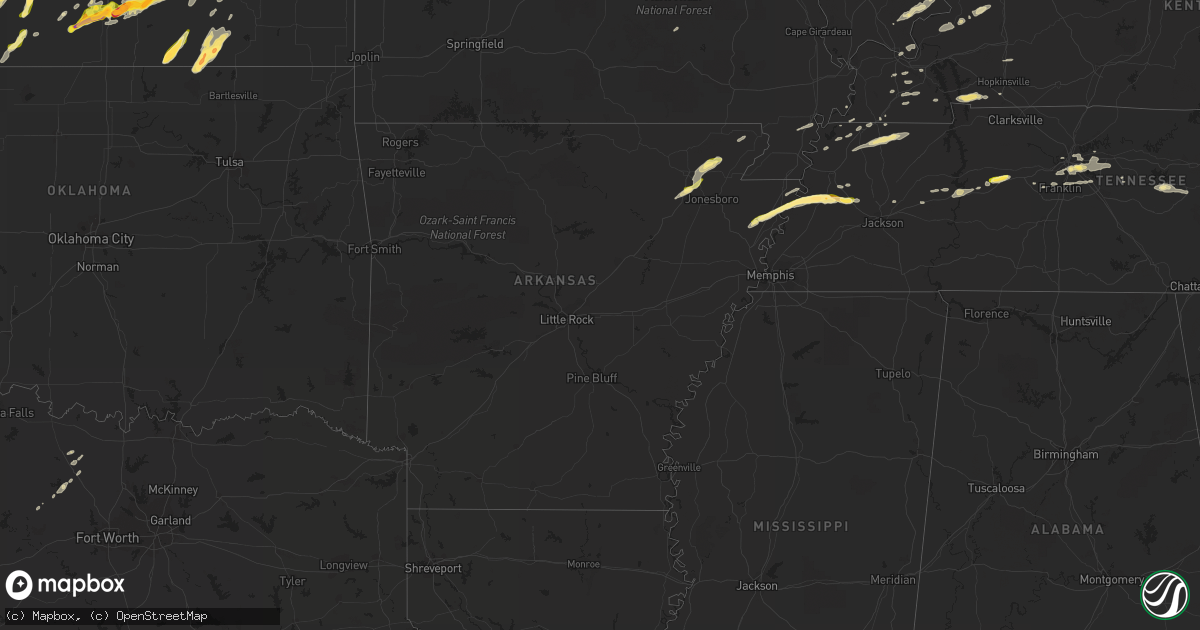 Hail map in Arkansas on April 2, 2014