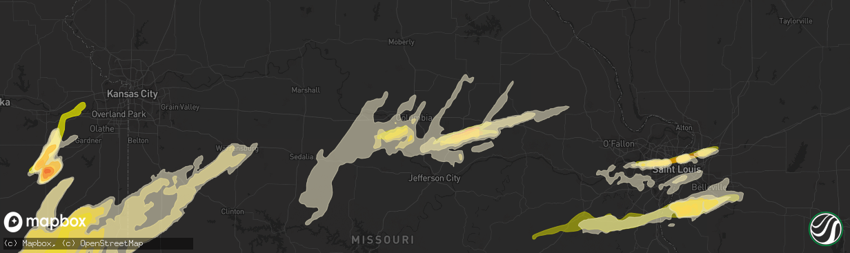 Hail map in Columbia, MO on April 2, 2014