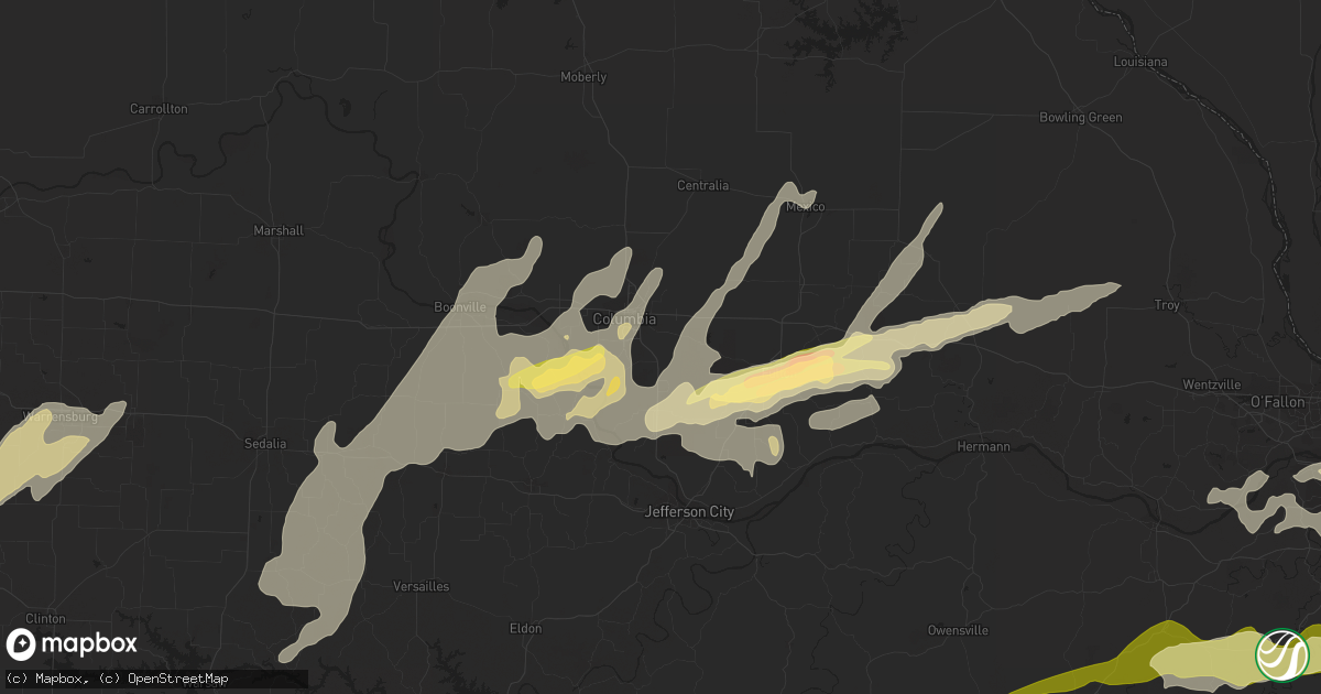 Hail map in Columbia, MO on April 2, 2014