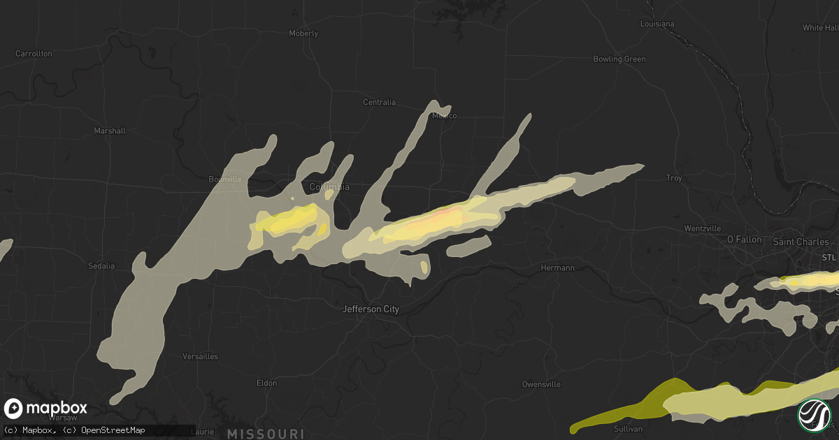 Hail map in Fulton, MO on April 2, 2014