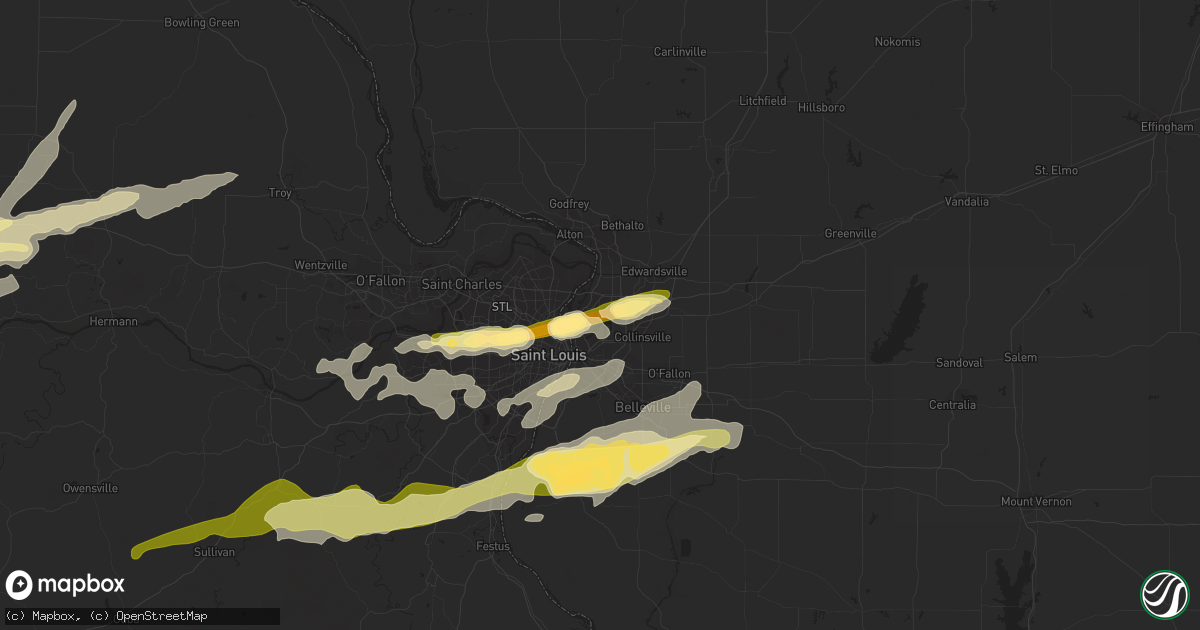 Hail map in Granite City, IL on April 2, 2014