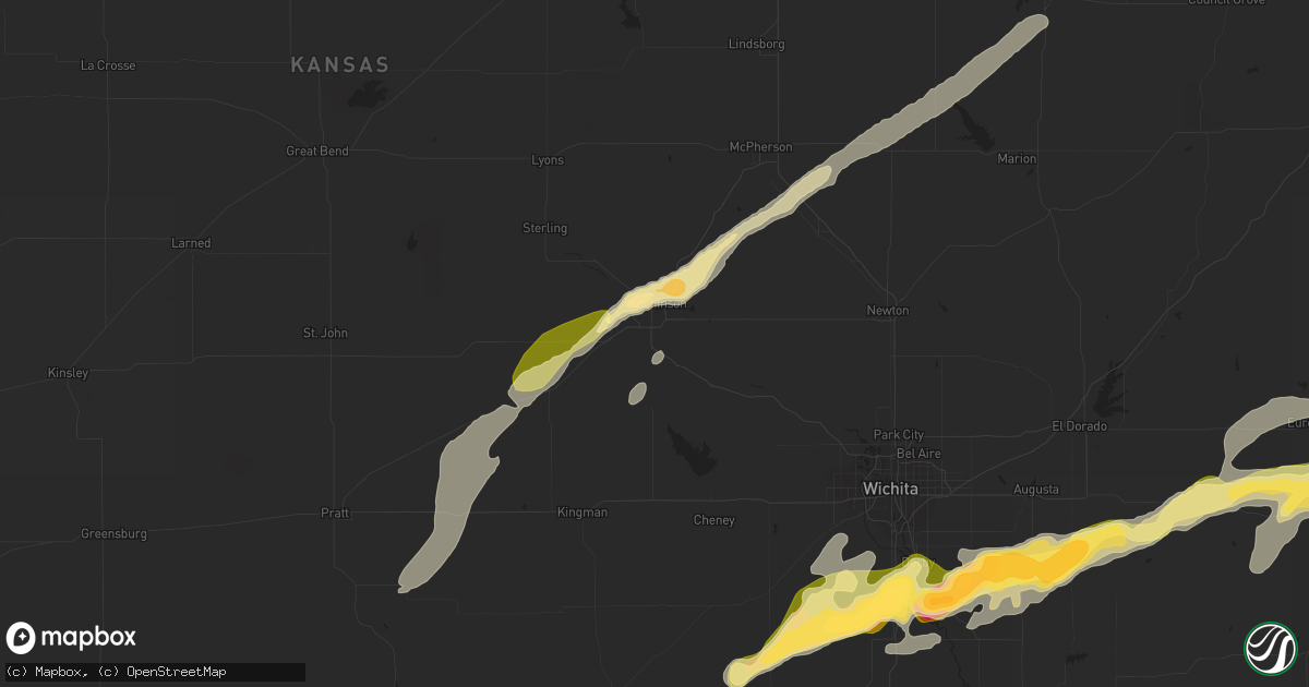 Hail map in Hutchinson, KS on April 2, 2014